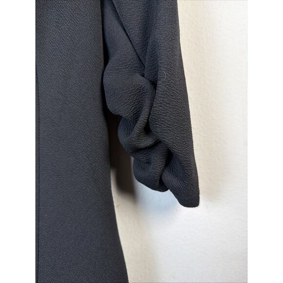 Beyove black blazer large jacket 3/4 gathered sleeve suit stretchy bohemian NWT - Picture 5 of 11